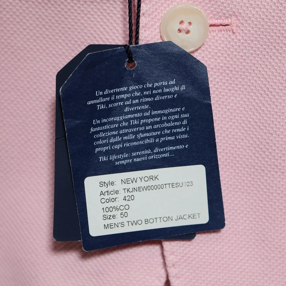 Tiki Napoli Sport Coat Mens US 40 IT 50 Pink New York 2-Button Made In Italy